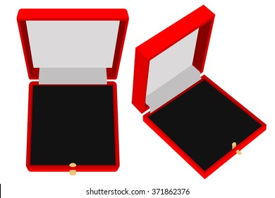 Jewelry Gift box. Red case. Vector illustration isolated on white background