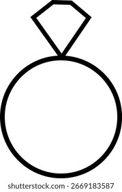 Ícone de joia com anel em plano preto sólido e esboço linha estilo vetor ilustração para moda, beleza, luxo, acessório e e-commerce design