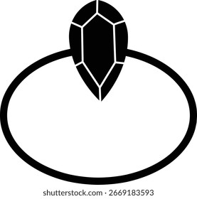 Icono de la joyería con el anillo en Ilustración vectorial plana del estilo del sólido negro y de la línea del contorno para la moda, la belleza, el lujo, el accesorio y el diseño del comercio electrónico