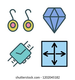 jewelry icon set. vector set about resizing, diamond, wristwatch and earrings icons set.