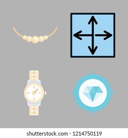 jewelry icon set. vector set about diamond, wristwatch, necklace and resizing icons set.