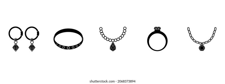 jewelry icon set, jewelry vector set sign symbol