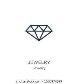 Jewelry icon. Thin linear jewelry outline icon isolated on white background from jewelry collection. Line vector sign, symbol for web and mobile