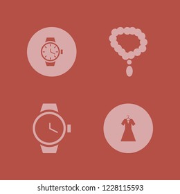 jewelry icon. jewelry vector icons set evening dress, watch and necklace