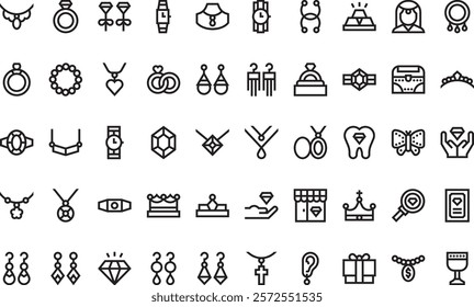 Jewelry icons High-Quality Vector Icons Collection with Editable Stroke. Ideal for Professional and Creative Projects.