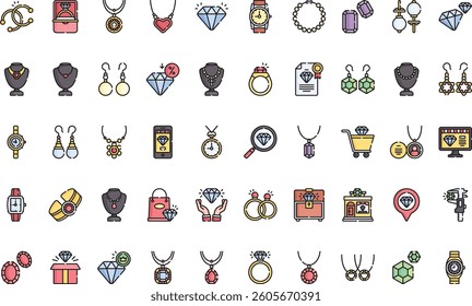 Jewelry icons High-Quality Vector Icons Collection with Editable Stroke. Ideal for Professional and Creative Projects