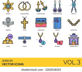 Jewelry Icons Including Aigrette, Bangles, Belly Piercing, Bolo Tie, Bracelet 1, Bracelet 2, Brooch, Caliper, Carat, Choker, Cross, Crown, Crystal, Cufflink, Dangle Earrings, Diamond, Polishing, Price