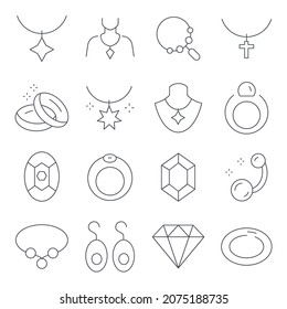 Jewelry icons set. Jewelry pack symbol vector elements for infographic web