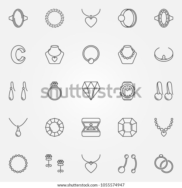 Jewelry Icons Set Vector Collection Diamond Stock Vector (Royalty Free ...