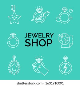 Jewelry icons, jewelry theme, jewelry store, infographics. Vector line illustration