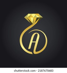 Jewelry Industry Solitaire Ring Logo, Letter A Ring Logo