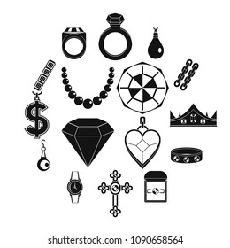 Jewelry items icons set. Simple illustration of 16 jewelry items vector icons for web