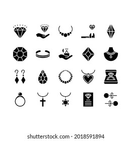Jewelry line icon set. Includes such Icons as ring, bracelet, earrings, diamond and more. Outline vector icons for web design