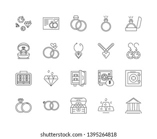 Jewelry line icons, signs, vector set, outline illustration concept 