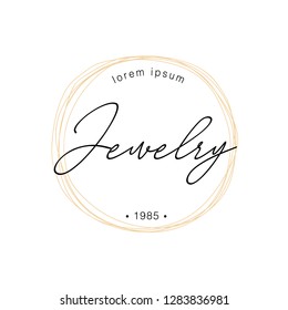 Jewelry logo design, hand-drawn lettering logo. Vector design.	
