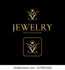 Jewelry logo design luxurious with crown