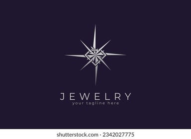Jewelry Logo, diamond with jewel luster logo inspiration, flat design logo template element, vector illustration