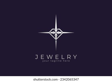 Jewelry Logo, diamond with jewel luster logo inspiration, diamond logo template element, vector illustration