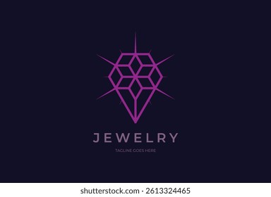 Jewelry Logo, diamond with star flower symbol of luxury combination, vector illustration
