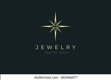 Jewelry Logo, jewel luster logo inspiration, flat design logo template, vector illustration