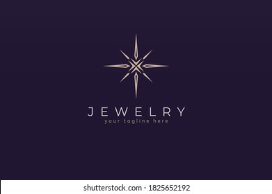 Jewelry Logo, Jewel Luster Logo Inspiration, Flat Design Logo Template, Vector Illustration