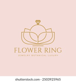 jewelry logo ring diamond luxury flower beauty  simple vector icon symbol minimalist design