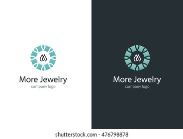 Jewelry logo vector design template in minimal style for beauty and spa studios, florist and wedding services. Universal symbol. Aquamarine color