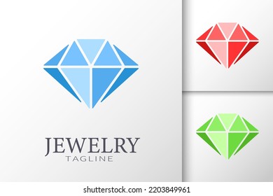 Jewelry logotype. Set of three variants in different colors. Minimalist trendy contemporary design. Best for web, print, logo creating and branding design. Jewellery company concept.