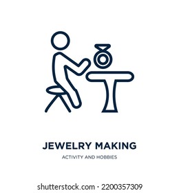 jewelry making icon from activity and hobbies collection. Thin linear jewelry making, bottle, jewelry outline icon isolated on white background. Line vector jewelry making sign, symbol for web and