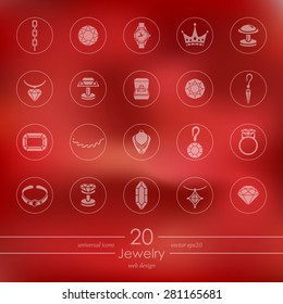 jewelry modern icons for mobile interface on blurred background