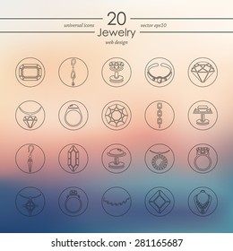 jewelry modern icons for mobile interface on blurred background