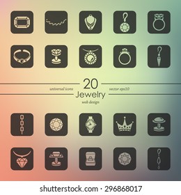 jewelry modern icons for mobile interface on blurred background
