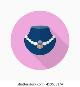 Jewelry Necklace icon, Vector flat long shadow design. EPS10