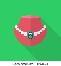 Jewelry Necklace icon, Vector flat long shadow design. EPS10