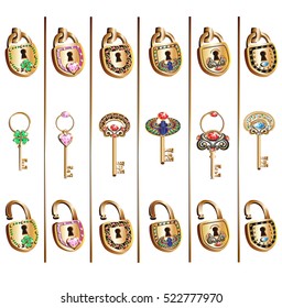 Jewelry padlock and key. Magic set