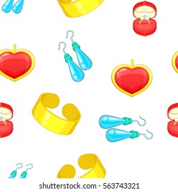 Jewelry pattern. Cartoon illustration of jewelry vector pattern for web