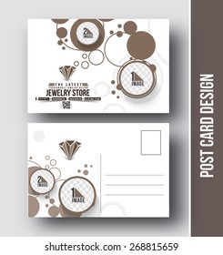 Jewelry Postcard Design vector template for Opening invitation.