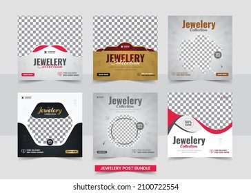 Jewelry Promotion Social Media Post Or Web Banner Template Bundle