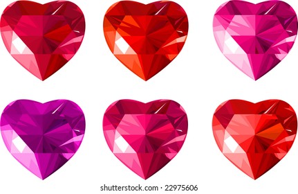 Colección de corazones rojos de joyas. Ilustración del vector