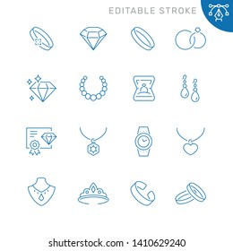 Jewelry related icons. Editable stroke. Thin vector icon set