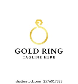 Jewelry ring with diamond logo design template.