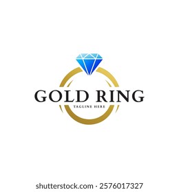 Jewelry ring with diamond logo design template.