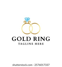 Jewelry ring with diamond logo design template.