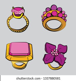 jewelry Ring set Fashion vector illustration vector  object isolated 
