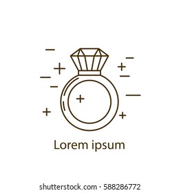 Jewelry ring symbol vector illustration. Diamond logo symbol. Fashion luxury gift icon isolated. Gold brilliant silver gem crystal accessories silhouette.