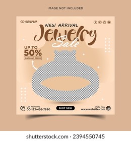 Jewelry sale social media post vector banner design template