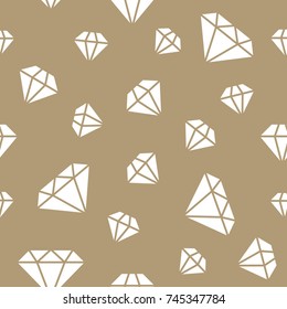 Jewelry seamless pattern, diamonds line illustration. Vector icons of brilliants. Fashion store gold repeated background.