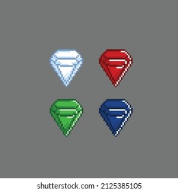 jewelry set with different color in pixel art style