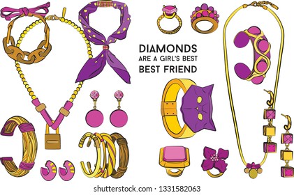 jewelry set Fashion vector illustration vector  object isolated ring earrings necklace bracelet