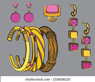 jewelry set Fashion vector illustration vector  object isolated ring earrings necklace bracelet
